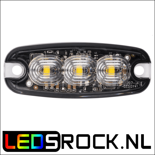 Led flitser 3x led 10 watt amber 12/24 volt ovaal