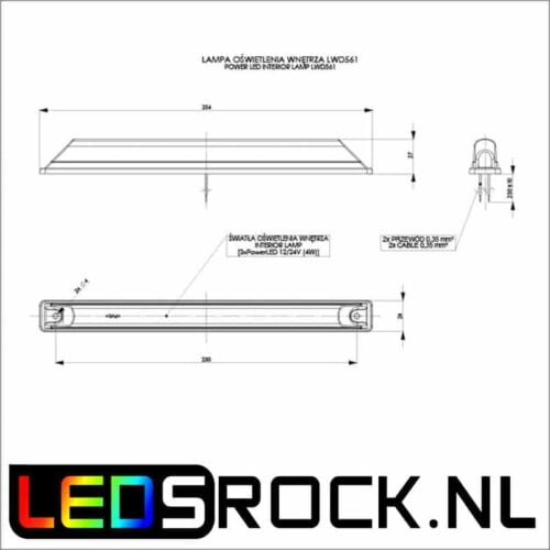 Horpol LWD 561 Led laadruimteverlichting 25 cm smal 12-24V ledsrock