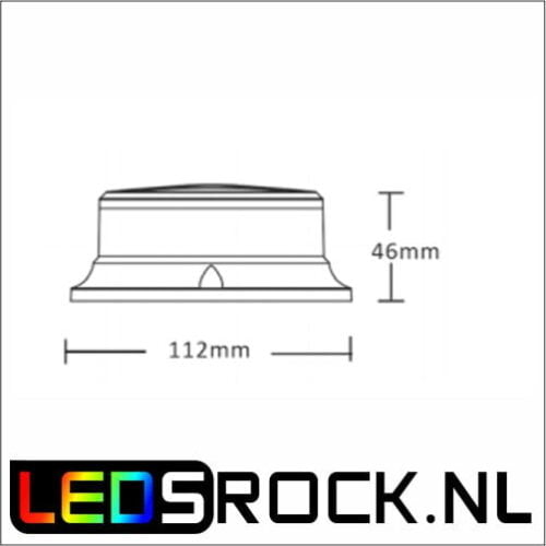 led zwaailamp amber witte lens 12/24 volt magneetvoet afmeting