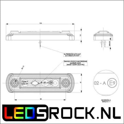 led markeringslicht met reflector 12-24 volt afmetingen