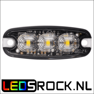 Led flitser 3x led 10 watt amber 12/24 volt ovaal